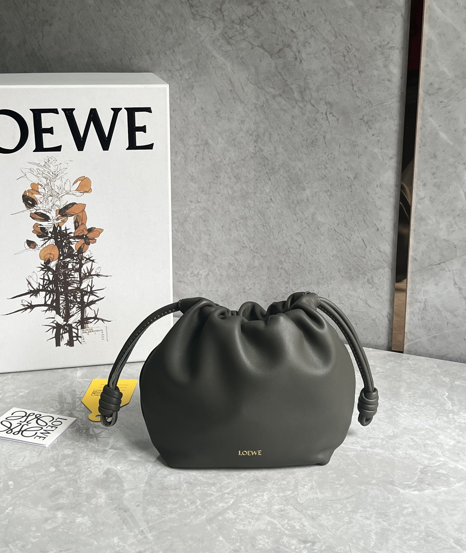 Loewe Mini Flamenco Purse bag in mellow nappa lambskin Dark Grey